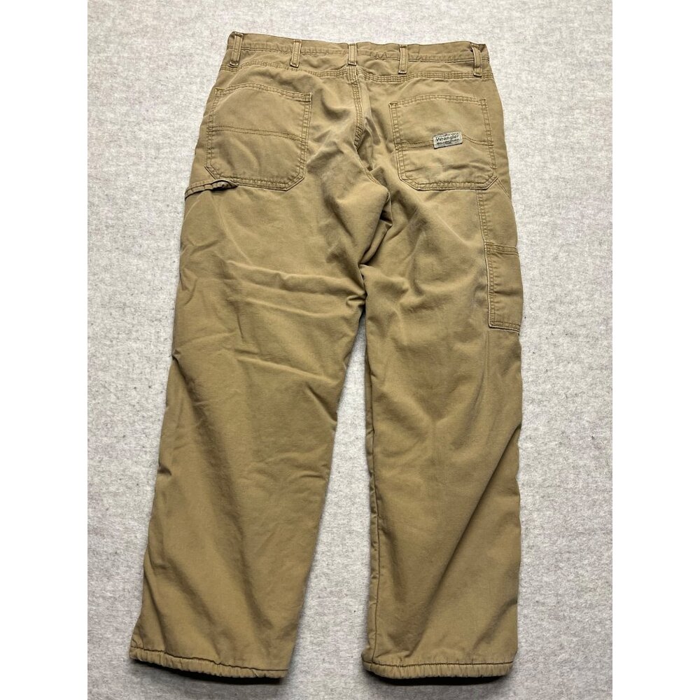 Wrangler Lined Tan Workwear Distressed Carpenter Pants 34 X 30 - Picture 5 of 13